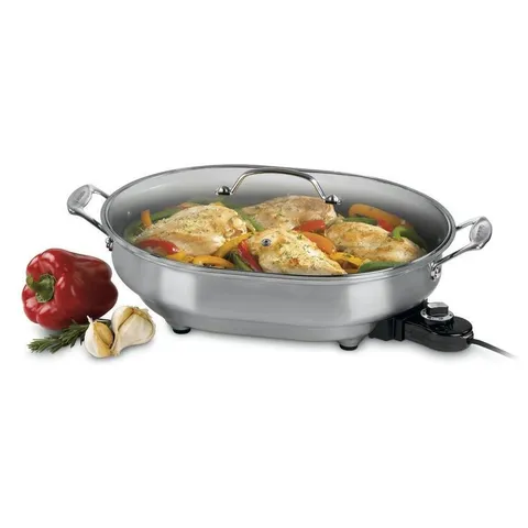 12 × 15 in Stainless Steel Non-Stick Electric Skillet