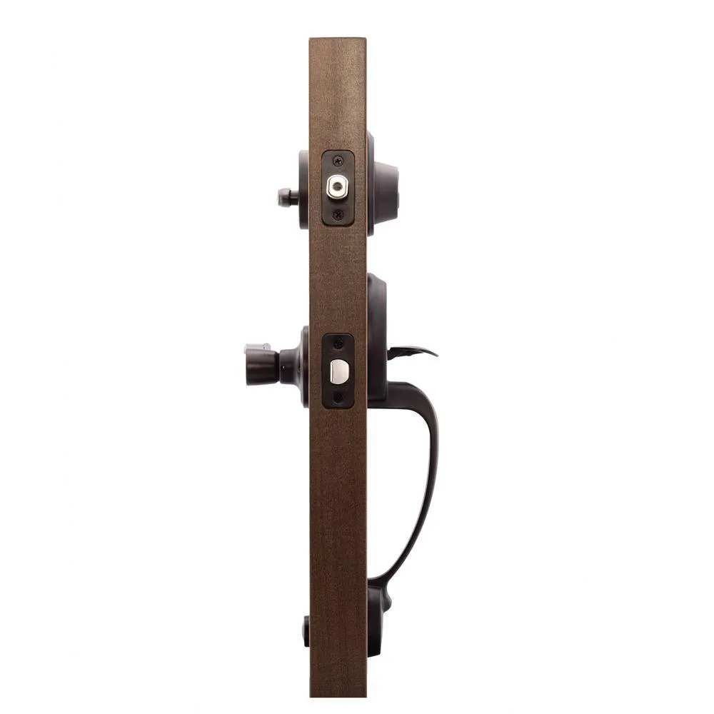 Mid Century Modern Tuscan Bronze Door Handleset with Right Hand Scandinavian Lever Trim, photo 3 of 5