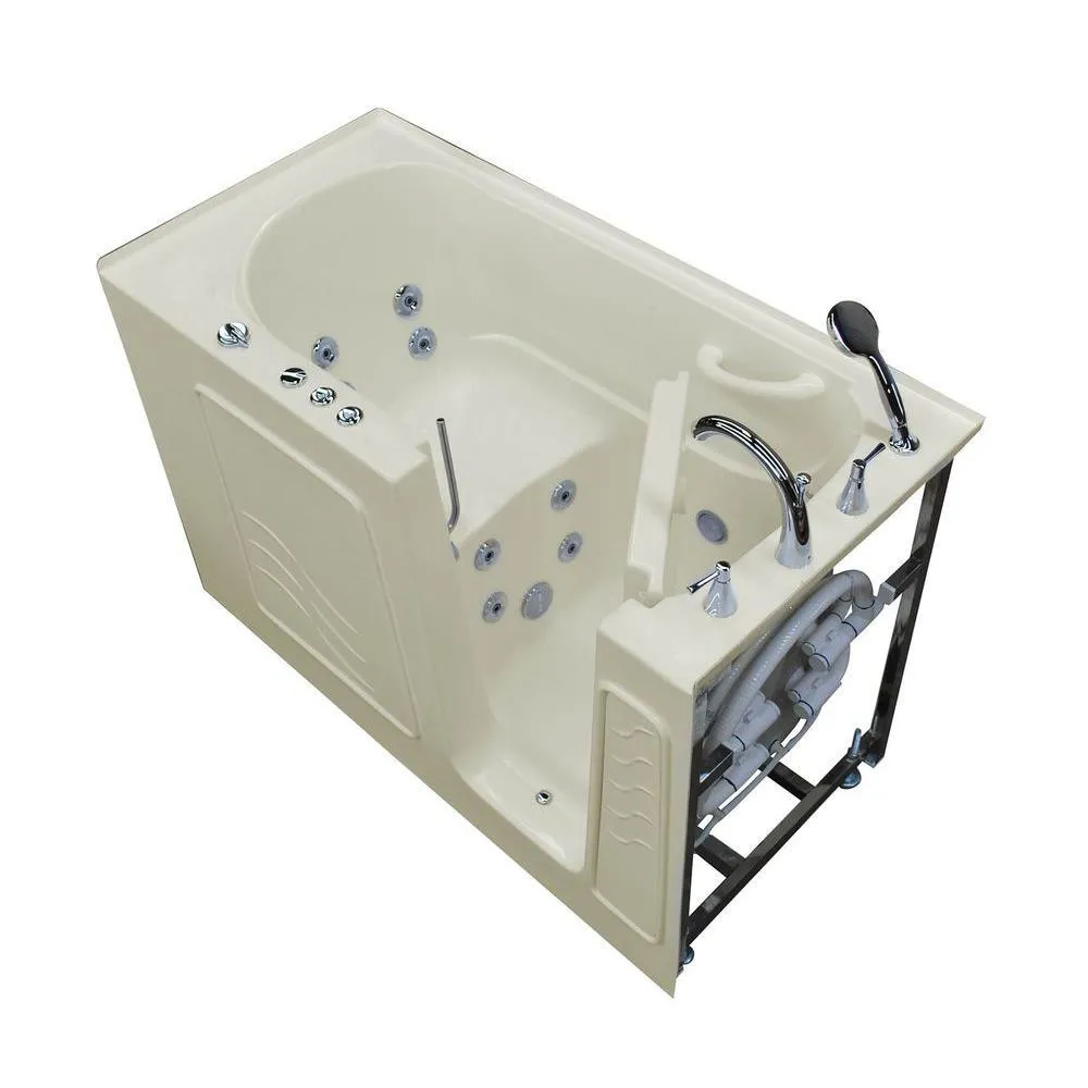 Universal Tubs Nova Heated 4.5 ft. Walk-In Whirlpool Bathtub in Biscuit with Chrome Trim, photo 38 of 52