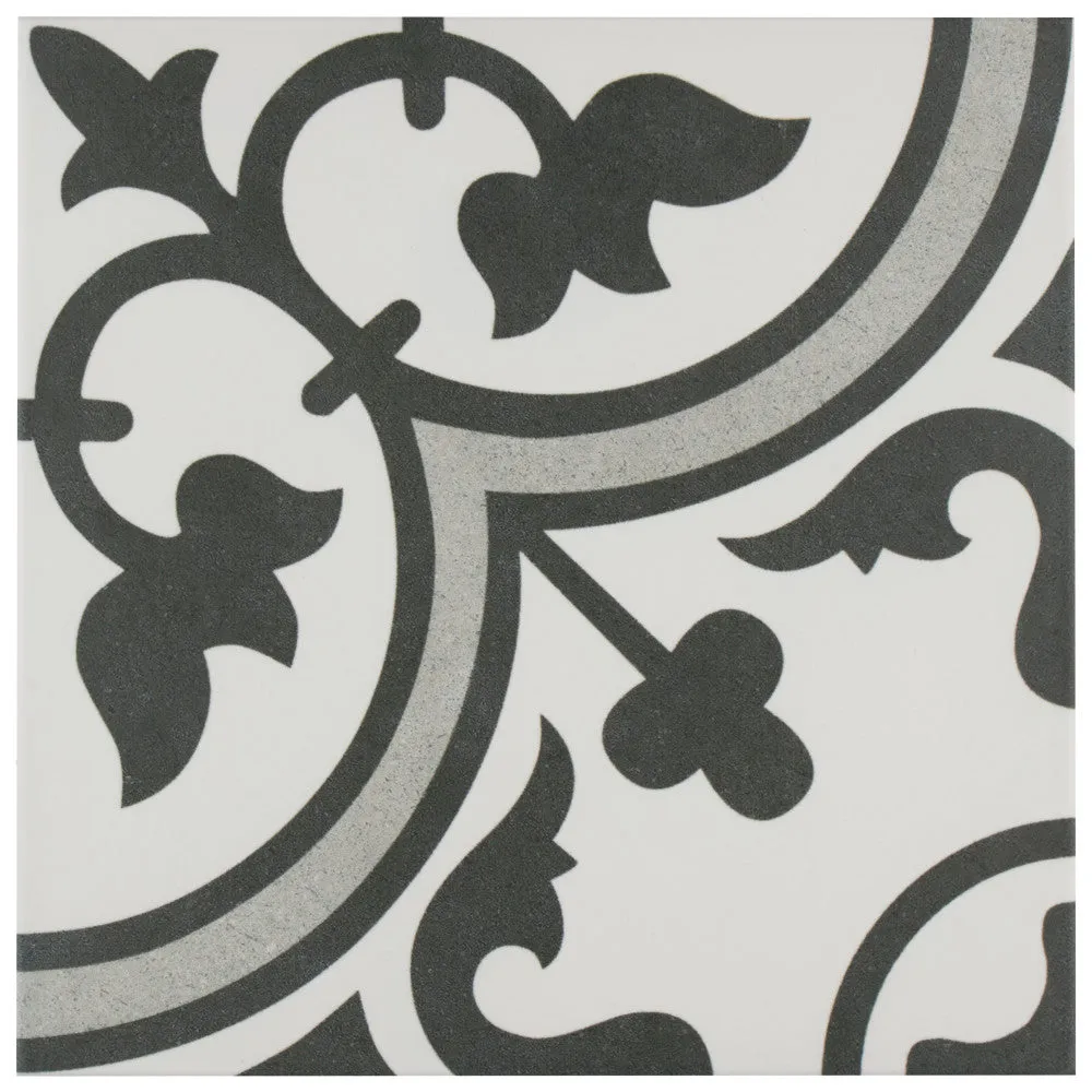 Merola Tile Arte Grey Encaustic 9-3/4 in. x 9-3/4 in. Porcelain Floor and Wall Tile (11.11 sq. ft. / case), photo 6 of 8