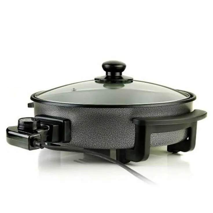 12 In. Black Non Stick Electric Skillet Aluminum Body and Tempered Glass Lid, Removable Temperature Knob, photo 4 of 12