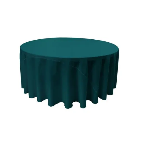 132 in. Dark Teal Polyester Poplin Round Tablecloth
