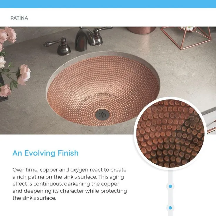MR Direct Tri-Mount Bathroom Sink in Copper with 731 Faucet and Grid Drain in Antique Bronze, photo 4 of 9