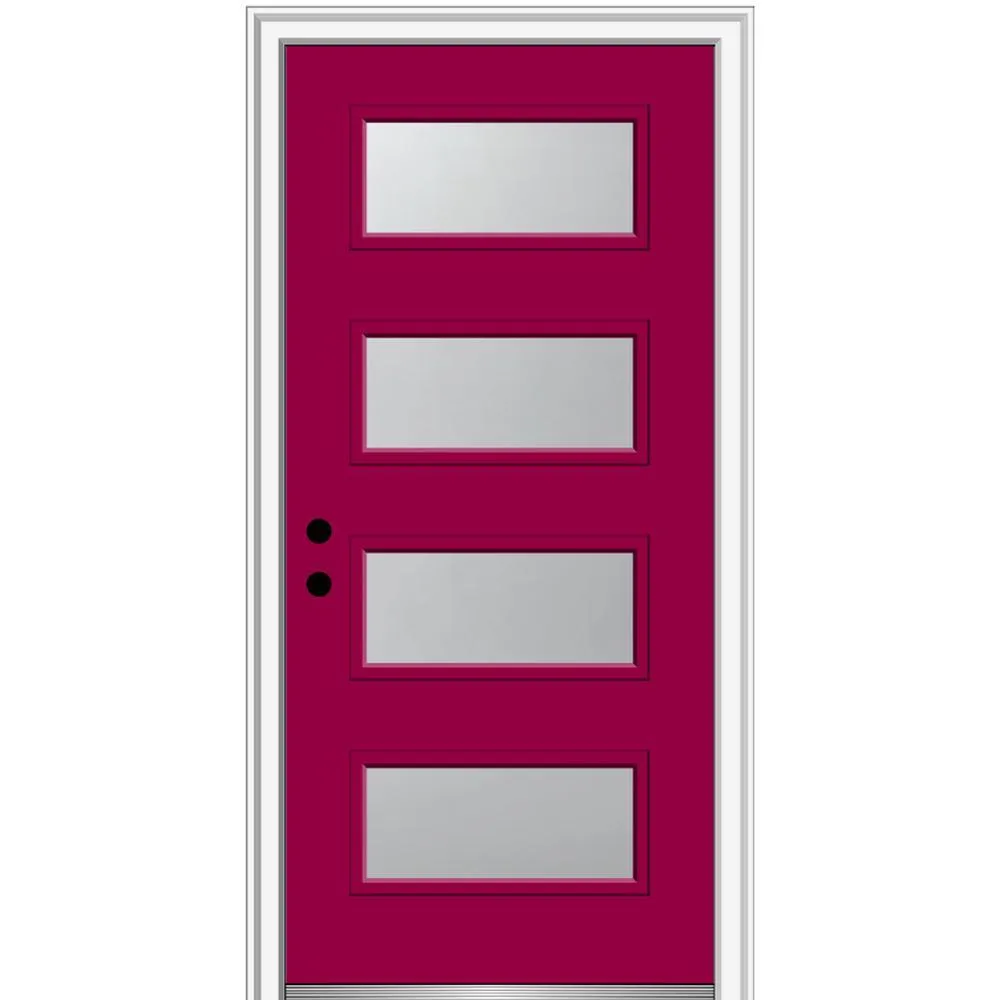 MMI Door 36 in. x 80 in. Celeste Left-Hand Inswing 4-Lite Frosted Glass Painted Steel Prehung Front Door on 6-9/16 in. Frame, photo 39 of 52