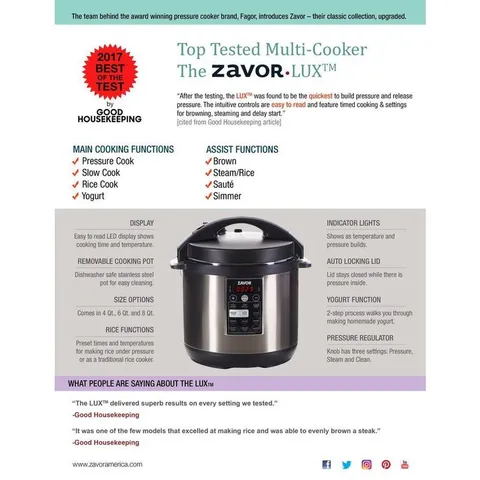 LUX 8 Qt. Stainless Steel Stovetop Pressure Cooker