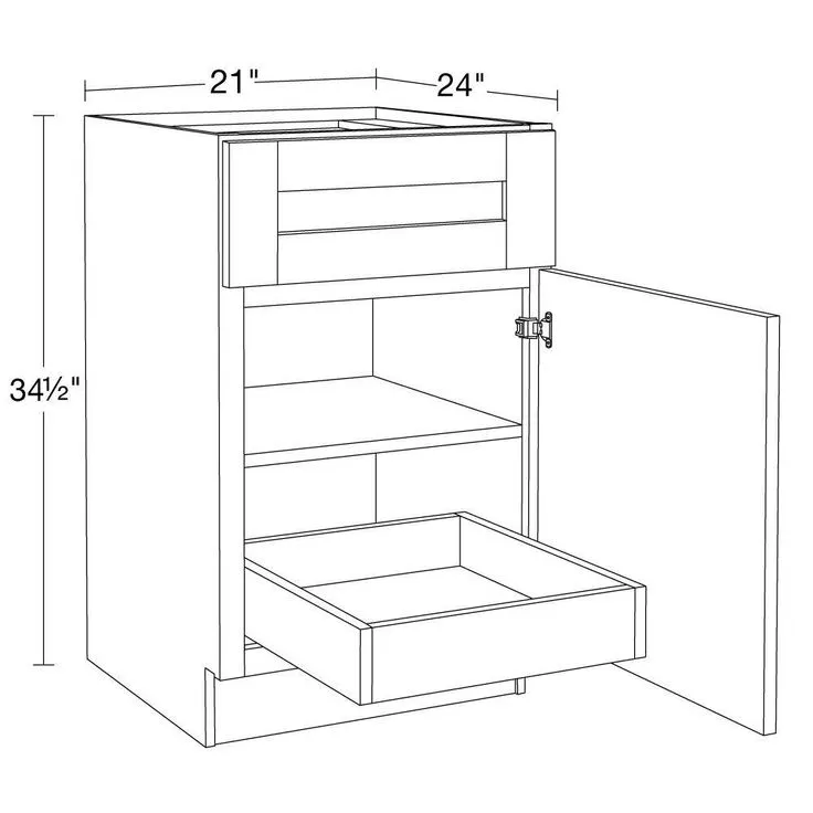 Home Decorators Collection Washington Vessel Blue Plywood Shaker Assembled Base Kitchen Cabinet FH 1 ROT Sft Cls R 21 in W x 24 in D x 34.5 in H, photo 3 of 6