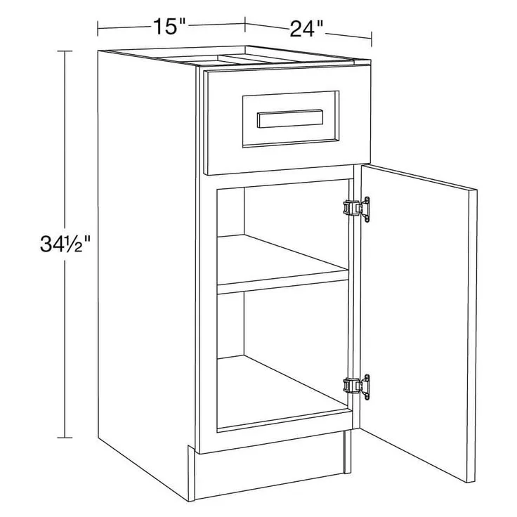 Home Decorators Collection Grayson 15 in. W x 24 in. D x 34.5 in. H Assembled Plywood Base Kitchen Cabinet in Mythic Blue with Soft Close RH, photo 4 of 8