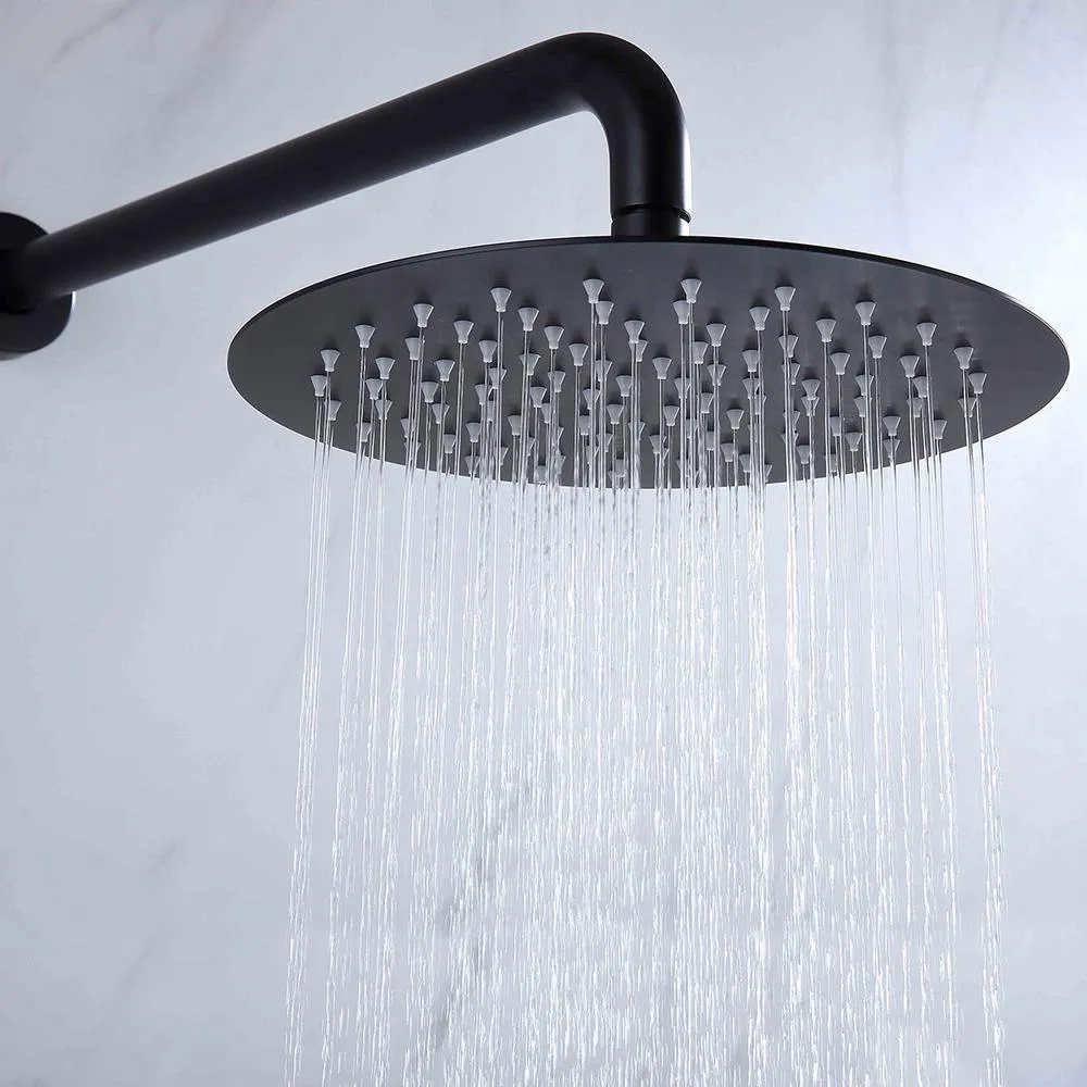 1-Spray Patterns with 1.5 GPM 10 in. Wall Mount Dual Shower Heads with Body Spray High Pressure in Matte Black, photo 3 of 6