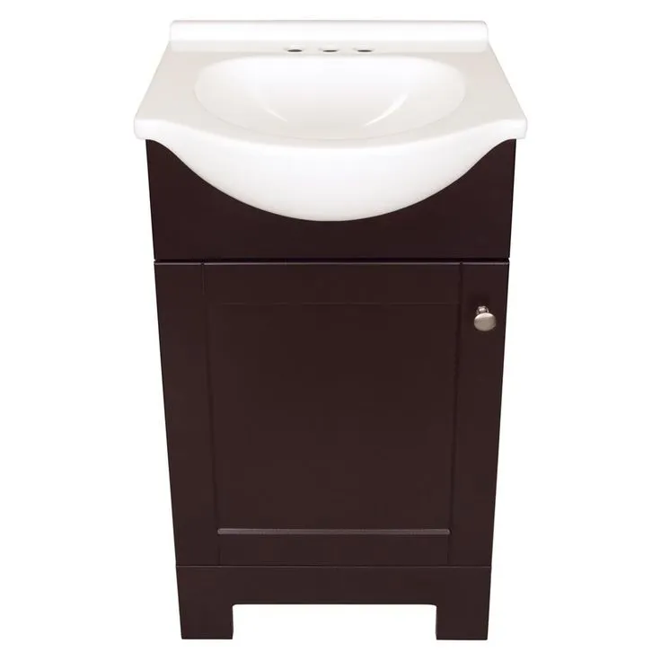 Style Selections Euro 19-in Espresso Single Sink Bathroom Vanity with White Cultured Marble Top, photo 7 of 10
