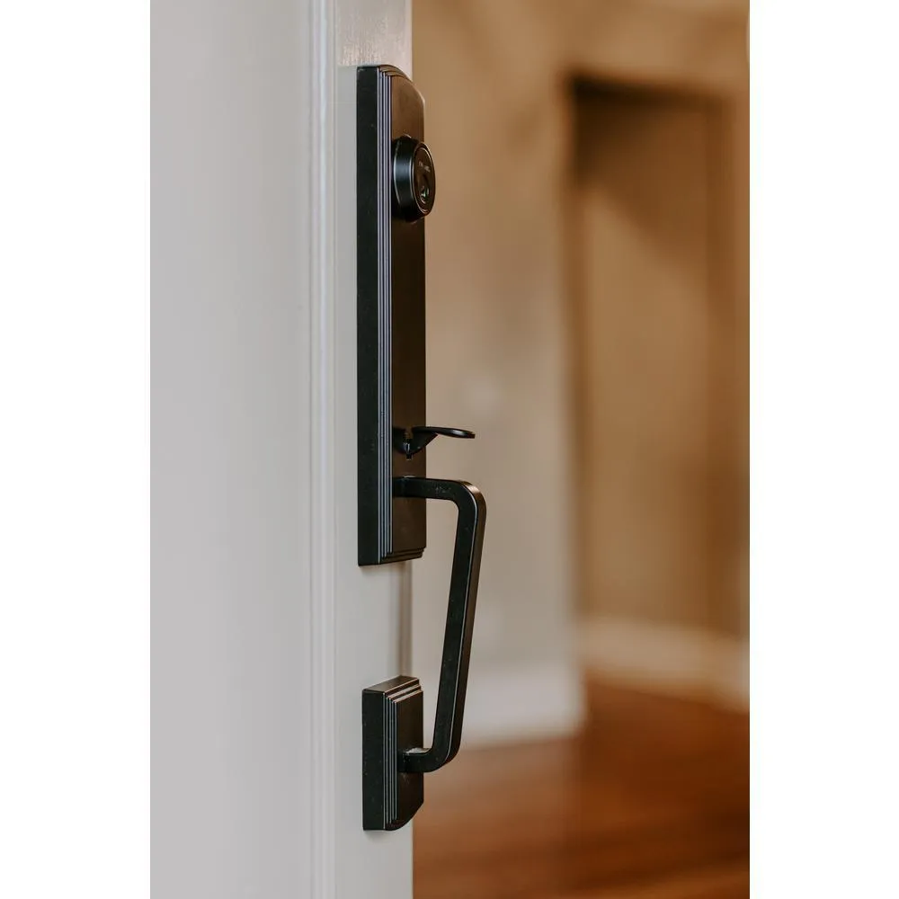 Briona Black Single Cylinder Deadbolt Entry Door Handleset with Santo Mushroom Style Interior Knob, photo 3 of 4