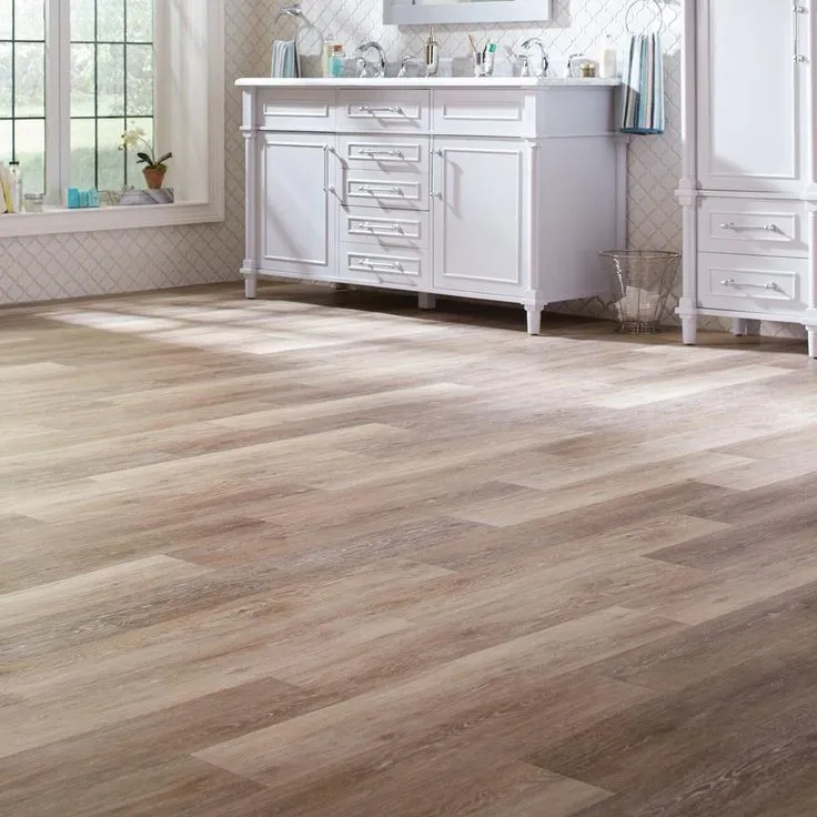TrafficMaster Khaki Oak 6 in. W x 36 in. L Luxury Vinyl Plank Flooring (24 sq. ft. / case), photo 8 of 15