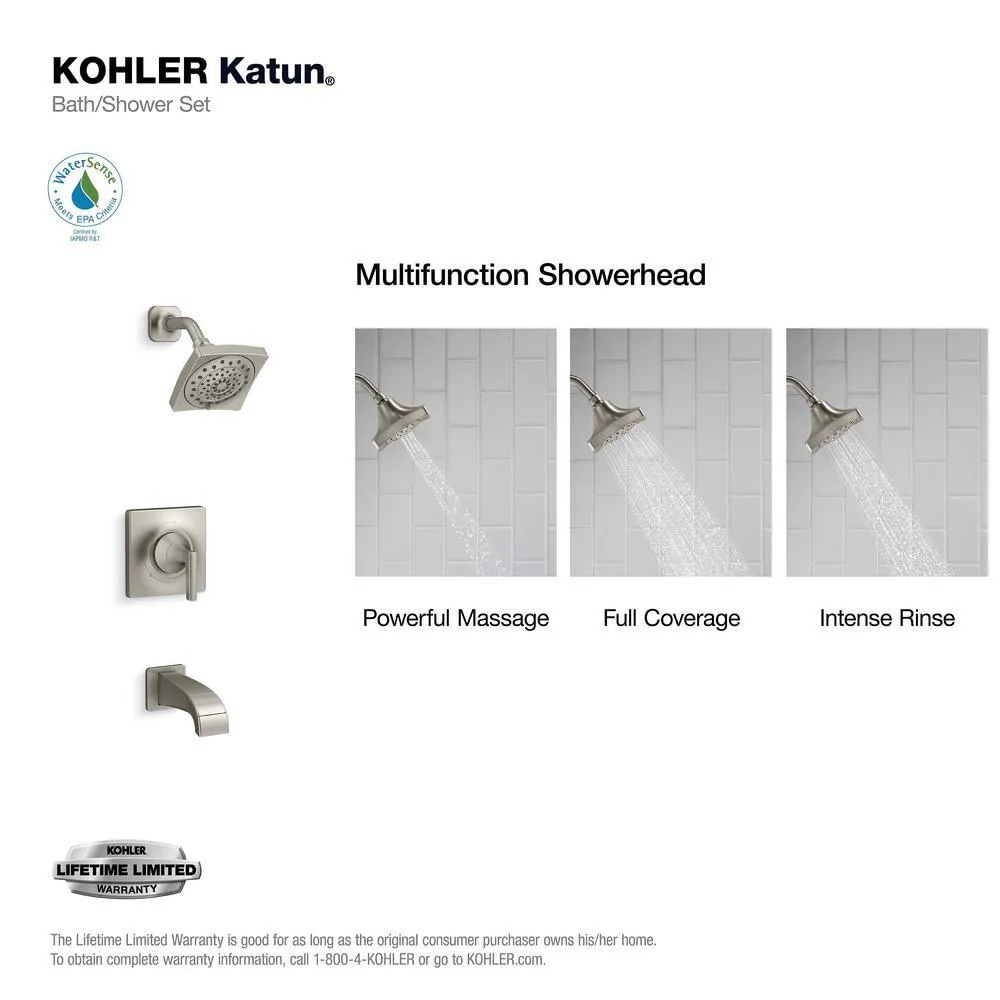 Katun 1-Handle 3-Spray Tub and Shower Faucet in Brushed Nickel (Valve Included), photo 2 of 8