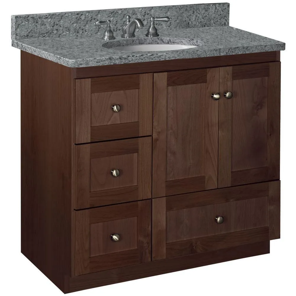 Shaker 30 in. W x 21 in. D x 34.5 in. H Vanity with Left Drawers Cabinet Only in Natural Alder, photo 6 of 13