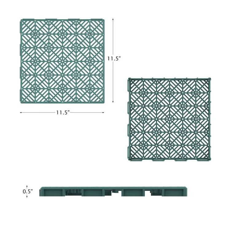 Pure Garden 11.5 in. x 11.5 in. Outdoor Interlocking Diamond Pattern Polypropylene Patio and Deck Tile Flooring in Green (Set of 12), photo 6 of 6