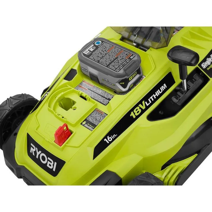 RYOBI 16 in. ONE+ 18-Volt Lithium-Ion Cordless Battery Walk Behind Push Lawn Mower Two 4.0Ah Batteries/Charger Included, photo 7 of 7