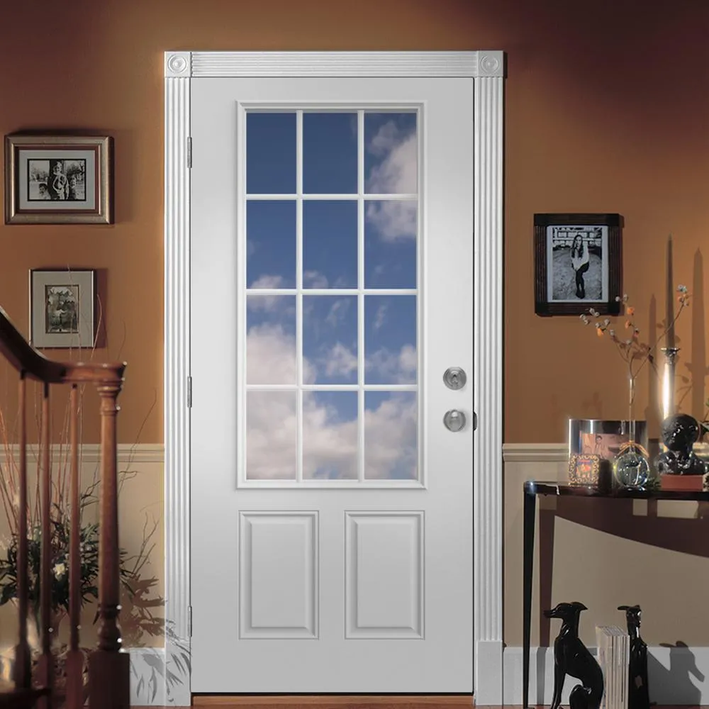 32 in. x 80 in. 12 Lite Primed Steel Prehung Right-Hand Inswing Back Door, photo 3 of 12