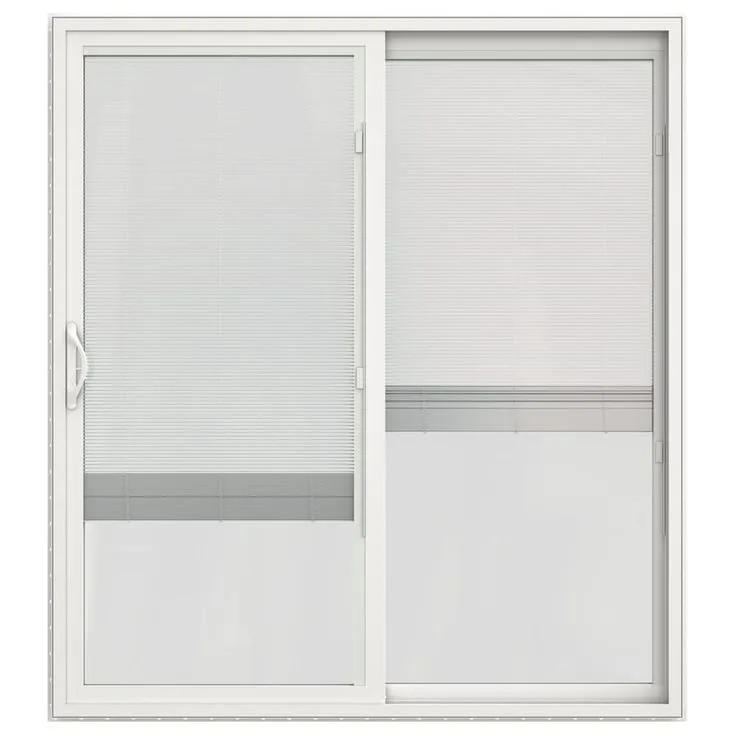 JELD-WEN 72-in x 80-in 4-9/16-in Low-e Insulating Blinds Between The Glass White Vinyl Sliding Right-Hand Sliding Double Patio Door, photo 8 of 8