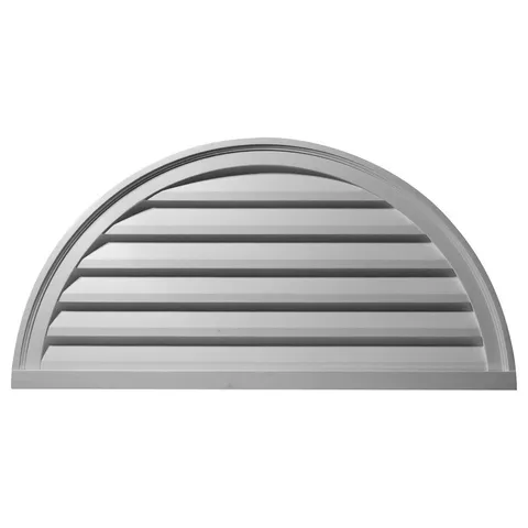 48 × 24 in Half Round Primed Polyurethane Paintable Gable Louver Vent