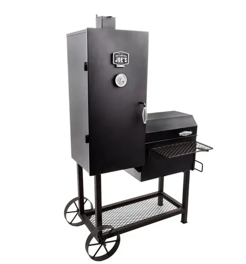 Bandera Vertical Offset Smoker and Charcoal Grill Combo in Black with 992 sq. in. Cooking Space