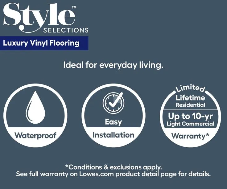 Style Selections Warm Honey Oak 12-mil x 7-in W x 48-in L Water Resistant Interlocking Luxury Vinyl Plank Flooring, photo 6 of 8