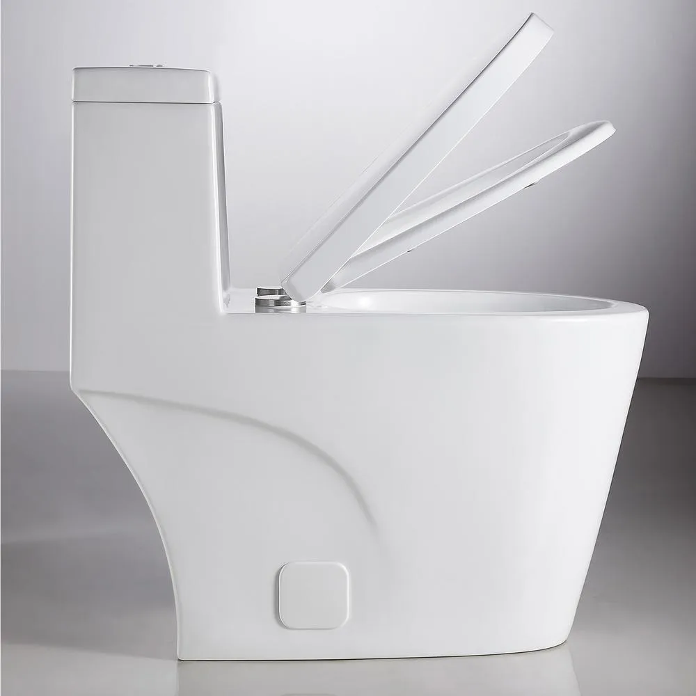 0.8 GPF/1.28 GPF Dual Flush Square Shape Ceramic Elongated Toilet Square Only in White, photo 5 of 7