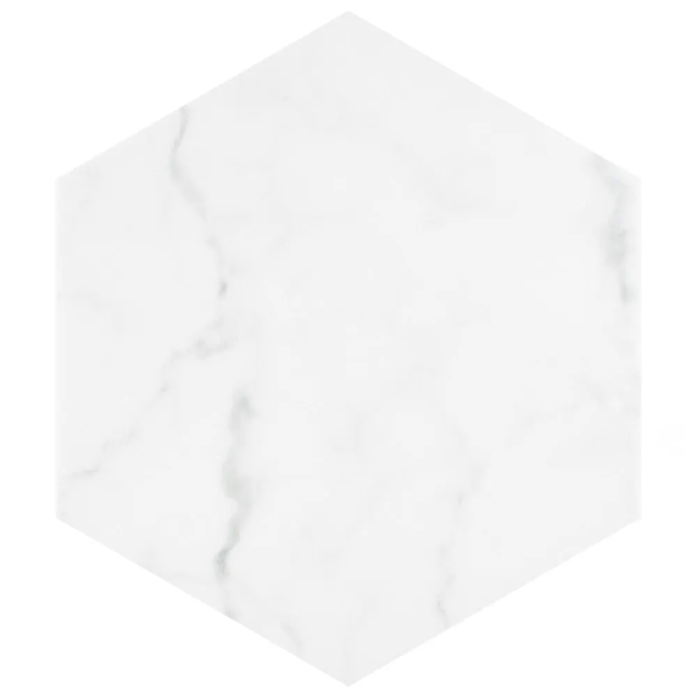 Merola Tile Classico Carrara Hexagon 7 in. x 8 in. Porcelain Floor and Wall Tile (7.67 sq. ft. / case), photo 6 of 8