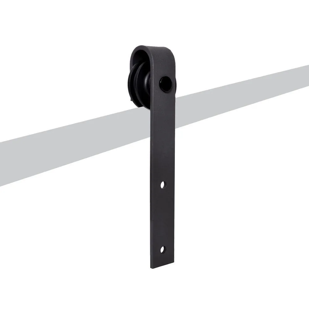 CALHOME 72 in. Black Classic Bent Strap Barn Style Sliding Door Track and Hardware Set, photo 3 of 5