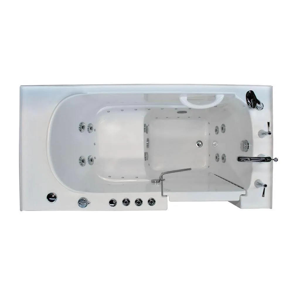 Rampart Nova Heated 5 ft. Walk-in Whirlpool and Air Bathtub with 6 in. Tile Easy Up Adhesive Wall Surround in White, photo 9 of 33