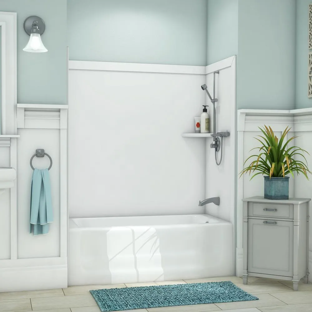 Elite 32 in. x 60 in. x 60 in. 9-Piece Easy Up Adhesive Tub Surround in Calacatta White, photo 25 of 25