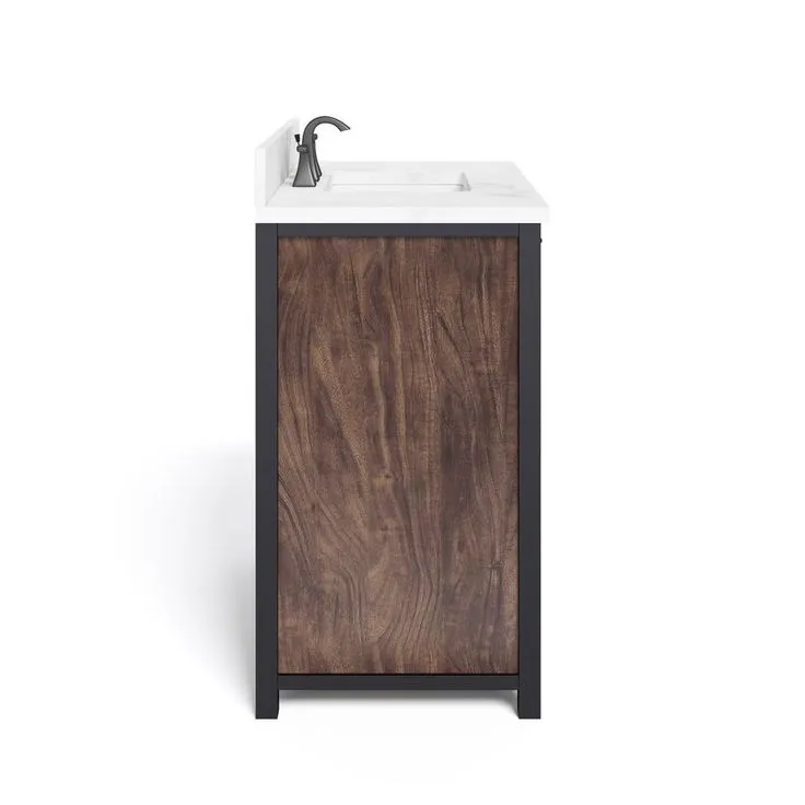 Drysdale 36 in. Wx 34.5 in. H Bath Vanity in Sable with Engineered Stone Vanity Top in Lgt Vein Carrera with White Basin, photo 7 of 10