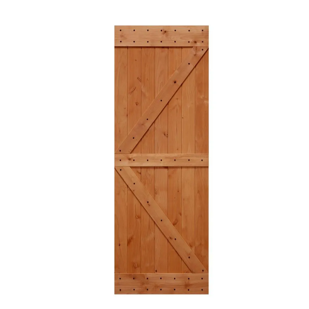 LUBANN 32 in. x 84 in. Ready-to-Assemble British Brace Hardwood Interior Sliding Barn Door Slab with Hardware Kit, photo 25 of 27