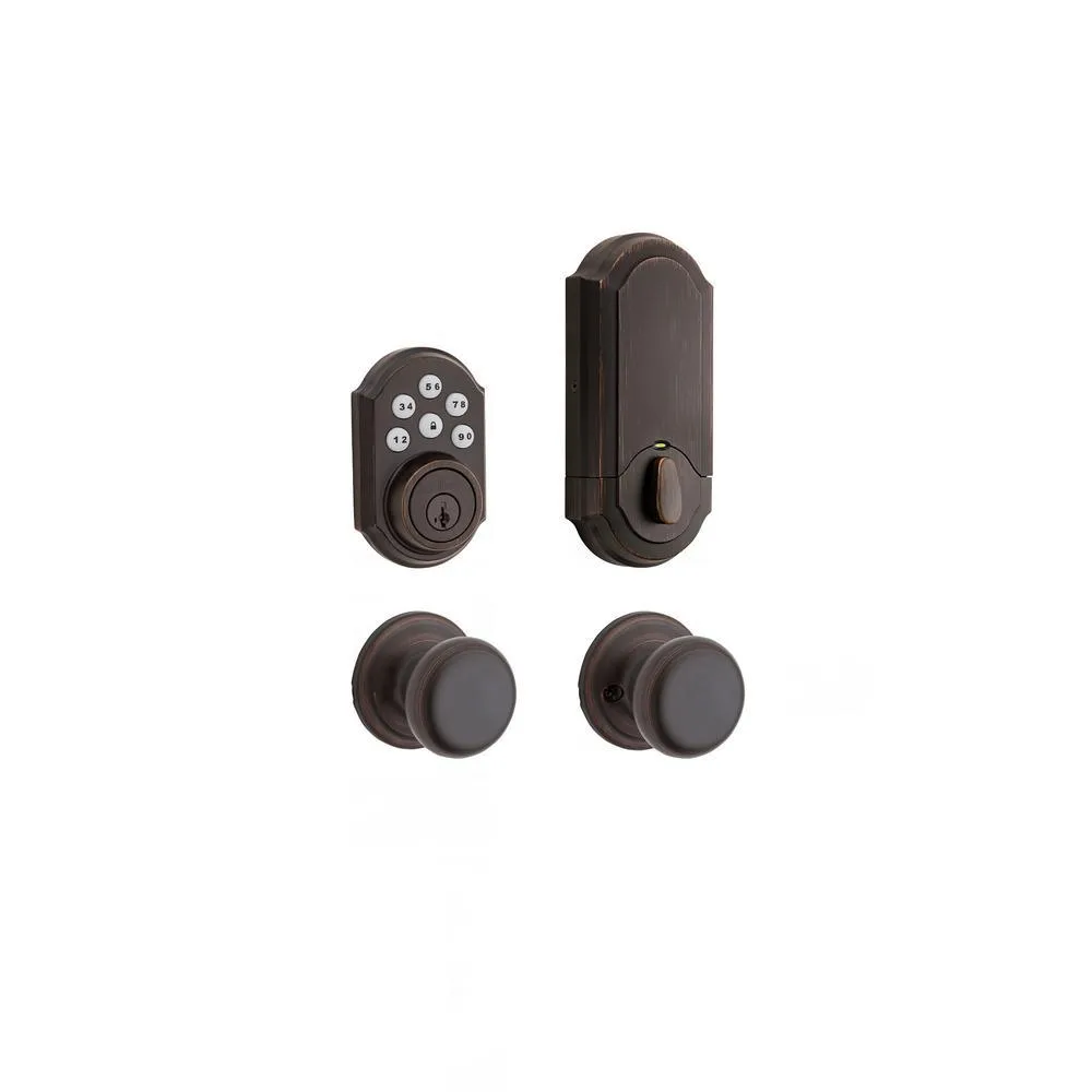Kwikset SmartCode 909 Satin Nickel Single Cylinder Electronic Deadbolt Featuring SmartKey Security and Tustin Passage Lever, photo 8 of 14