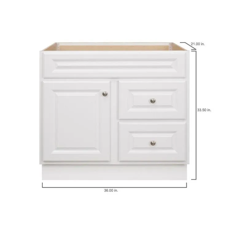 Hampton Bay Hampton 36 in. W x 21 in. D x 33.5 in. H Bathroom Vanity Cabinet Only in White, photo 8 of 17