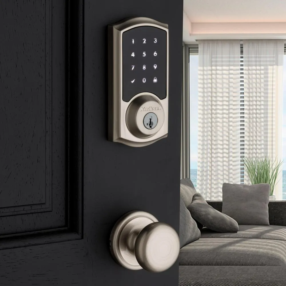 Kwikset Premis Touchscreen Smart Lock, Single Cylinder Electronic Deadbolt, Satin Nickel, with Avalon Handleset and Tustin Lever, photo 8 of 16