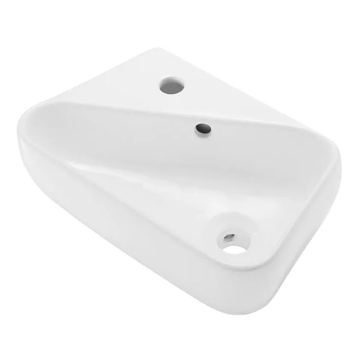 Swiss Madison Plaisir 18 in. x 11 in. Ceramic Wall Hung Vessel Sink with Left Side Faucet Mount in White, photo 2 of 5