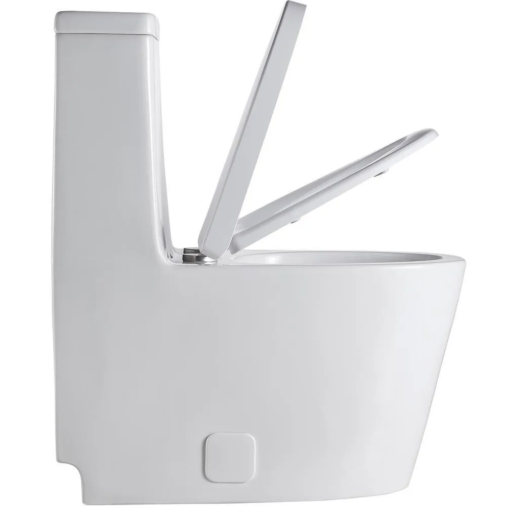 1-Piece 1.28 GPF Dual Flush High Efficiency Elongated Toilet in White, Seat Included, photo 4 of 7