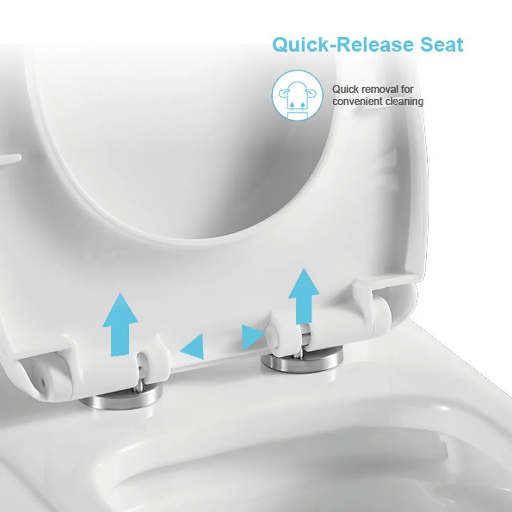 12 in. Rough-In 1-piece 1.1/ 1.6 GPF Dual Flush Elongated Siphonic Jet Toilet in White, Seat Included, photo 7 of 9