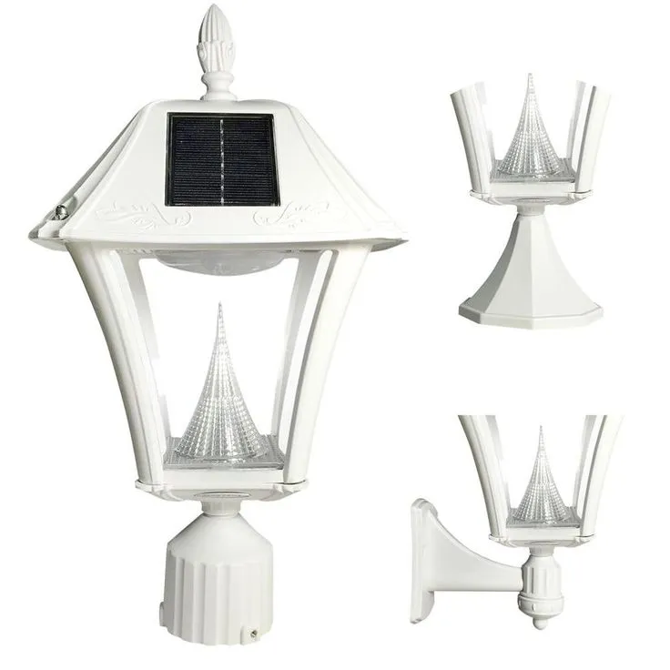 Gama Sonic Baytown II White LED Outdoor Resin Solar Post/Wall Light with Warm, photo 5 of 6