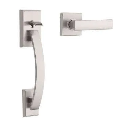 Craftsman Satin Stainless Door Handleset with Left Hand Scandinavian Lever Trim