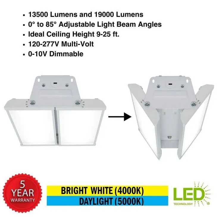 Commercial Electric 15 in.  19000 Lumens 138-Watts Adjustable Beam Multiple CCT & Lumens Integrated LED High Bay Light 120-277V Dimmable, photo 6 of 10