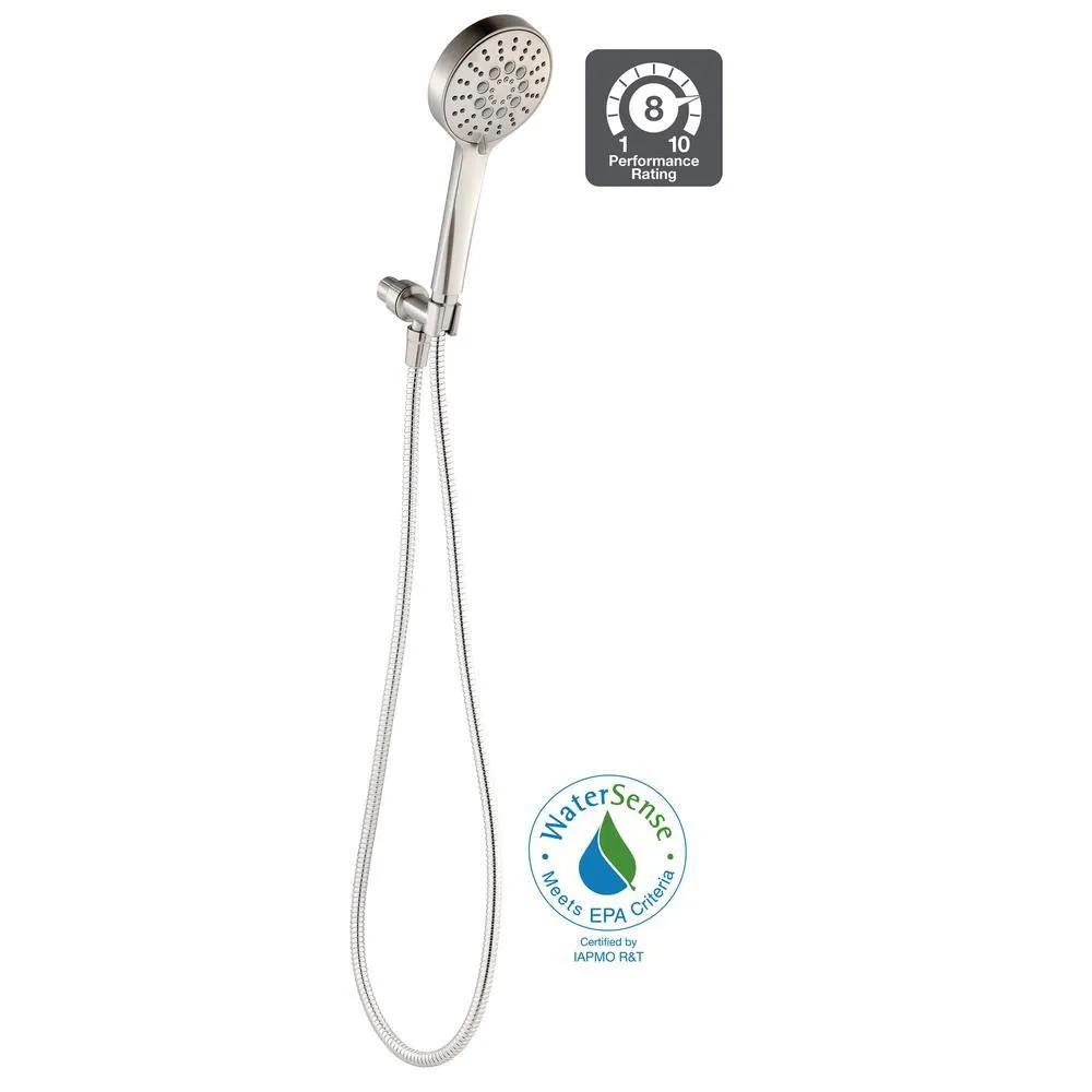Modern 6-Spray 4.5 in. Single Wall Mount Handheld Adjustable Shower Head in Brushed Nickel, photo 7 of 9