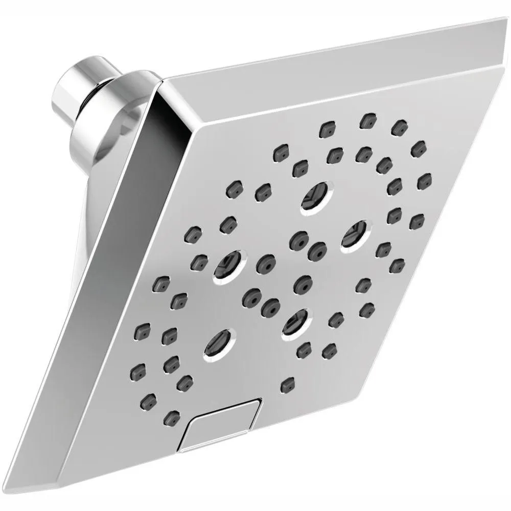 Pivotal 5-Spray 5.8 in. Single Wall Mount Fixed Rain H2Okinetic Shower Head in Matte Black, photo 18 of 18