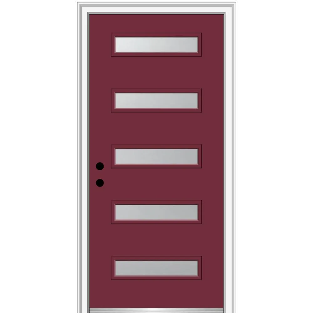 MMI Door 36 in. x 80 in. Davina Right-Hand Inswing 5-Lite Frosted Glass Painted Steel Prehung Front Door on 4-9/16 in. Frame, photo 32 of 42