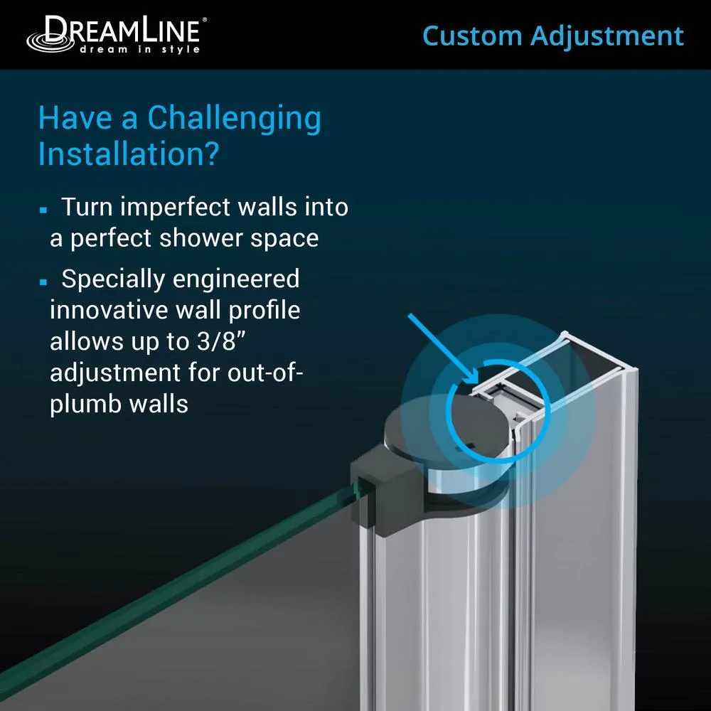 DreamLine Aqua Fold 36 in. D x 36 in. W x 76 3/4 in. H Frameless Shower Door with Base and Backwalls, photo 3 of 13