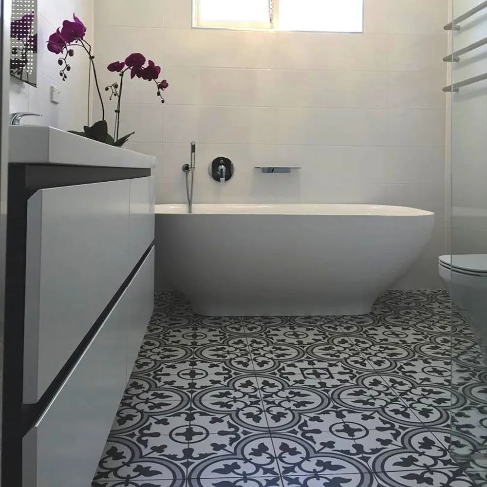 Merola Tile Arte Grey Encaustic 9-3/4 in. x 9-3/4 in. Porcelain Floor and Wall Tile (11.11 sq. ft. / case), photo 7 of 8