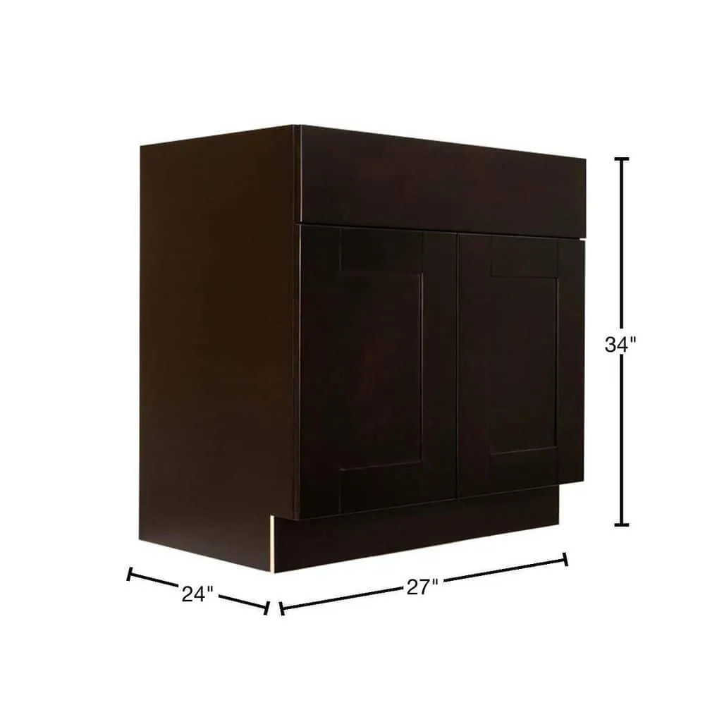 LIFEART CABINETRY Anchester Assembled 27 in. x 34.5 in. x 24 in. Base Cabinet with 2 Doors and 1 Drawer in Dark Espresso, photo 2 of 8