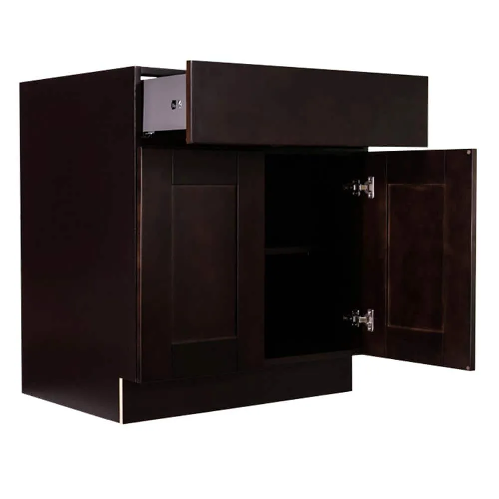 LIFEART CABINETRY Anchester Assembled 27 in. x 34.5 in. x 24 in. Base Cabinet with 2 Doors and 1 Drawer in Dark Espresso, photo 4 of 8