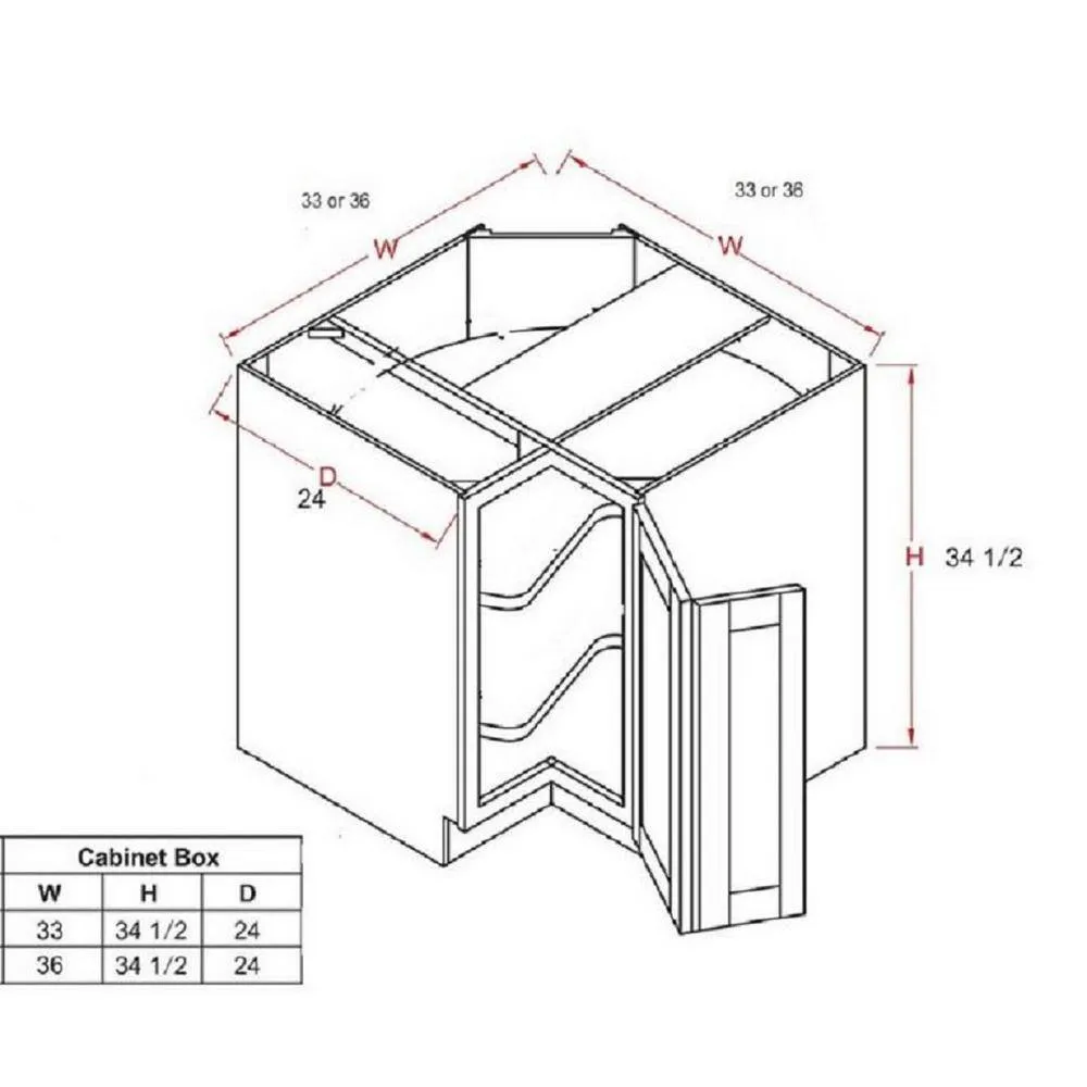 LIFEART CABINETRY Anchester Assembled 33 in. x 34.5 in. x 24 in. Base Lazy Susan Cabinet in Dark Espresso, photo 6 of 9