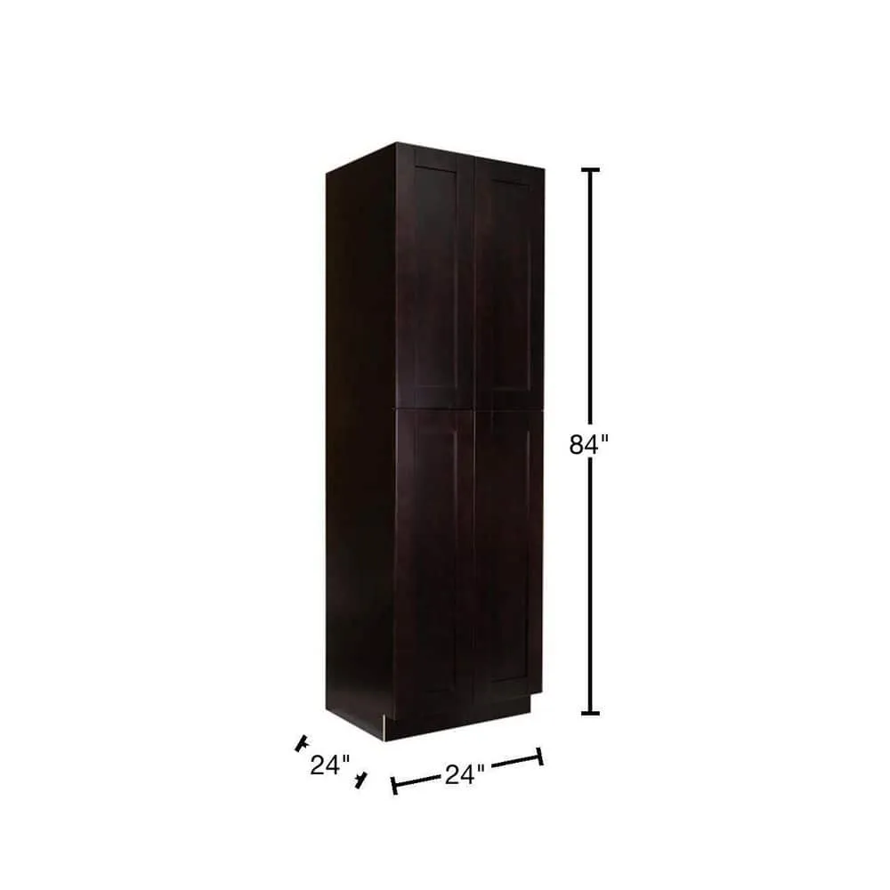 LIFEART CABINETRY Anchester Assembled 24 in. x 84 in. x 24 in. Tall Pantry with 4 Doors in Dark Espresso, photo 2 of 8