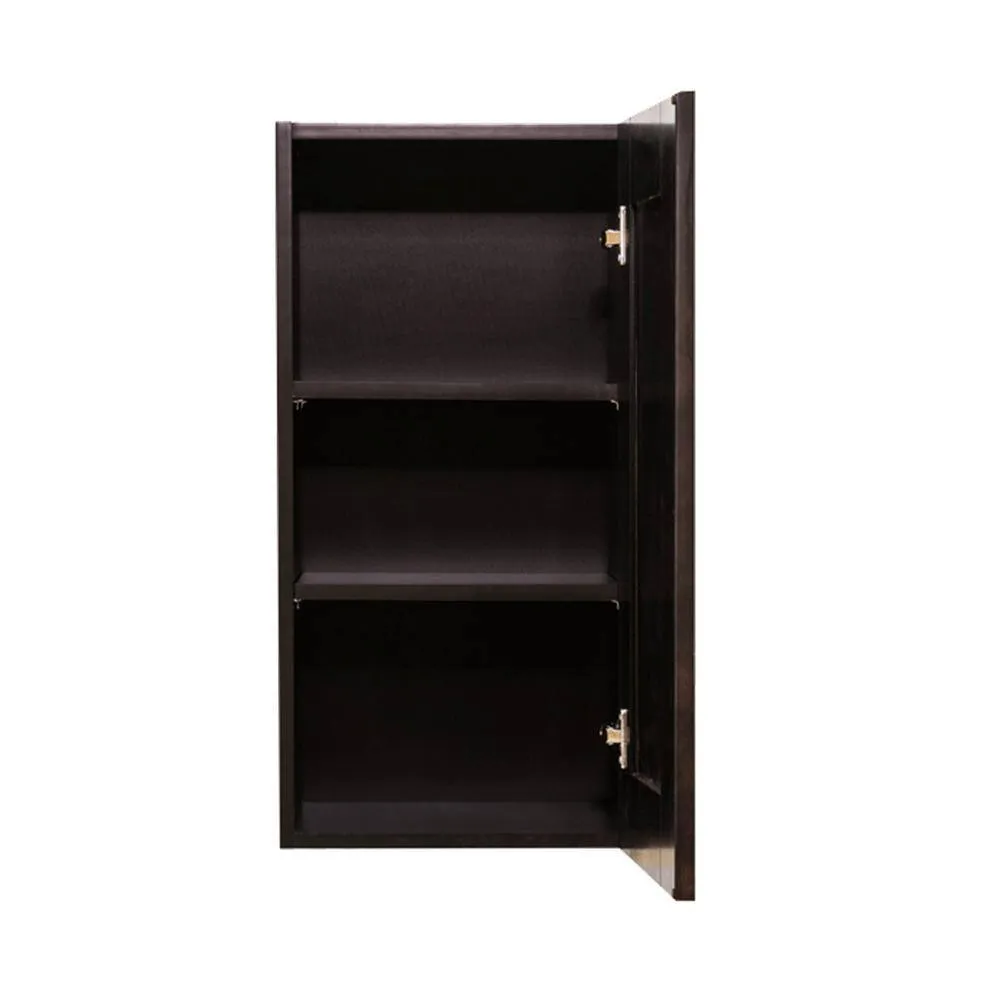 LIFEART CABINETRY Anchester Assembled 12 in. x 30 in. x 12 in. Wall Cabinet with 1 Door 2 Shelves in Dark Espresso, photo 2 of 6